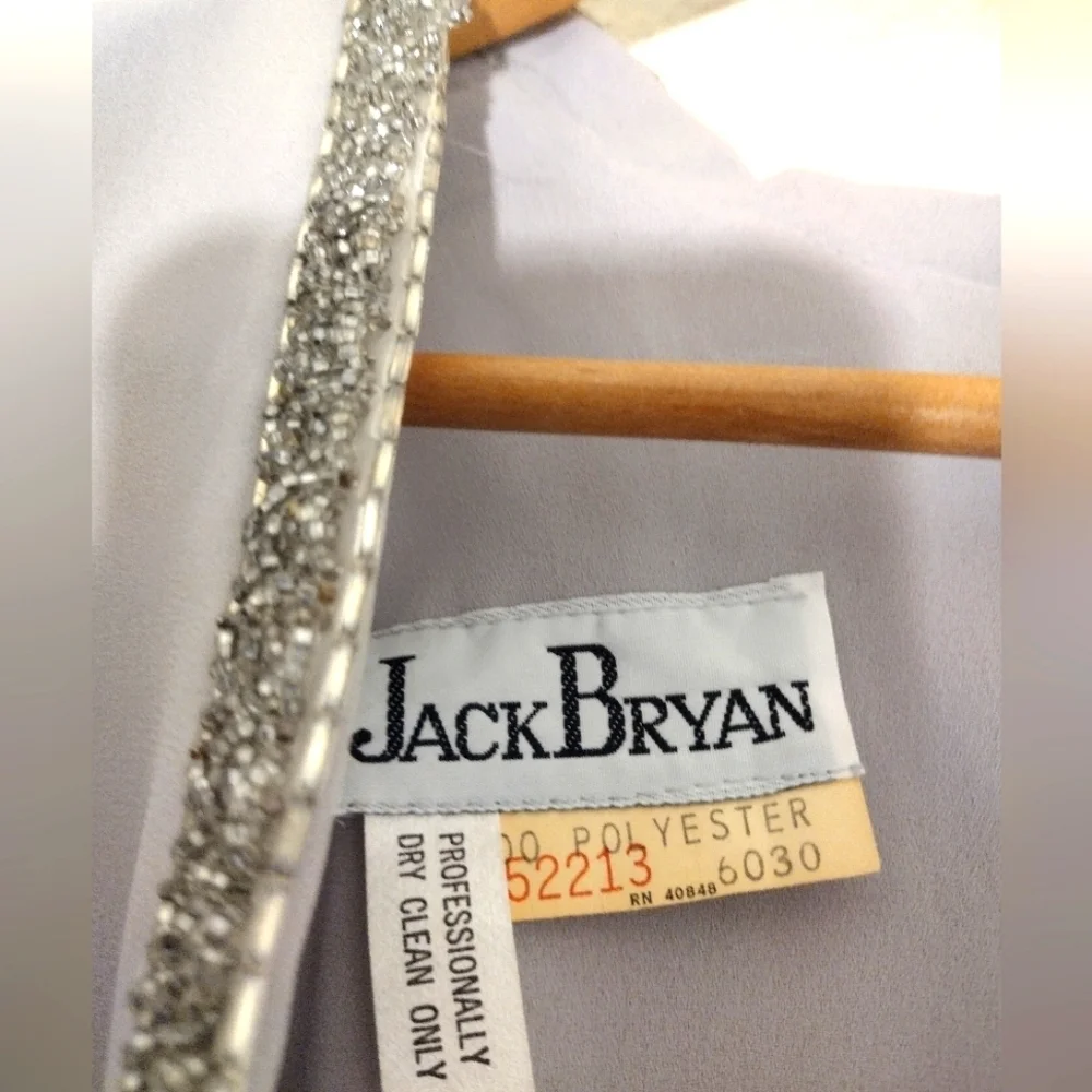 Jack Bryan Vintage 70s Hand Beaded Gray 7505 Midi Dress